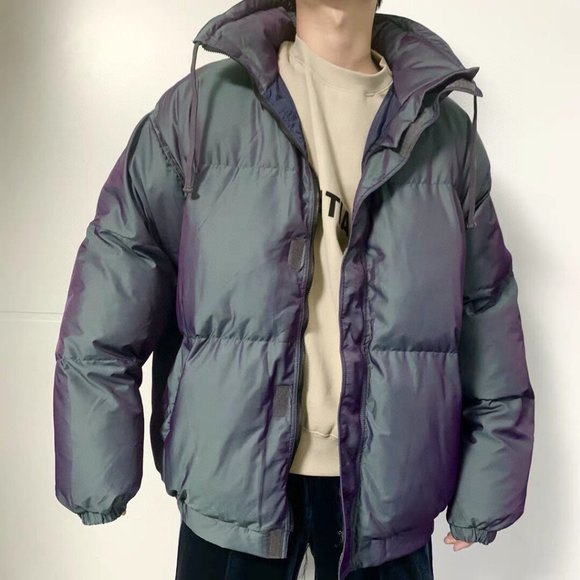 FEAR OF GOD ESSENTIALS 20SS reflective grey stand-up collar FOG thickened down c